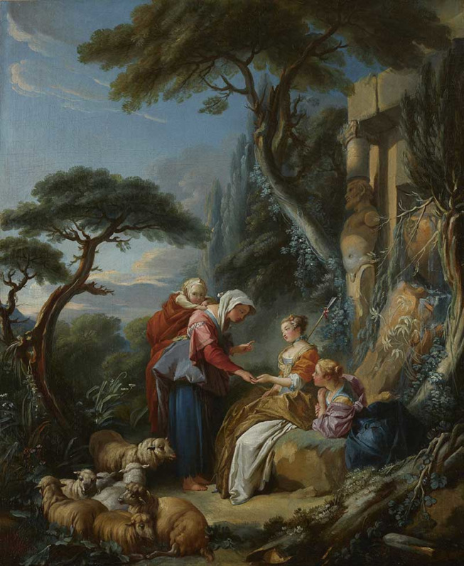 Atelier de François Boucher, La bohémienne, vers 1740, huile sur toile 89 x 73 cm ©Galerie Alexis Bordes