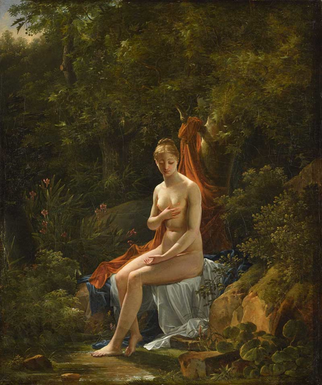 Pierre Antoine Mongin (1761-1827), La Rêverie ou l’Idylle, 1818, huile sur toile, 66 x 54 cm ©Galerie Alexis Bordes